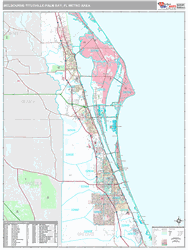 Melbourne-Titusville-Palm Bay Metro Area Wall Map Premium Style 2024
